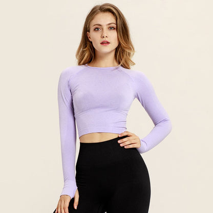 Nahtloses Langarm Crop Top mit Daumenlöchern | Ideal für Frühling und Herbst