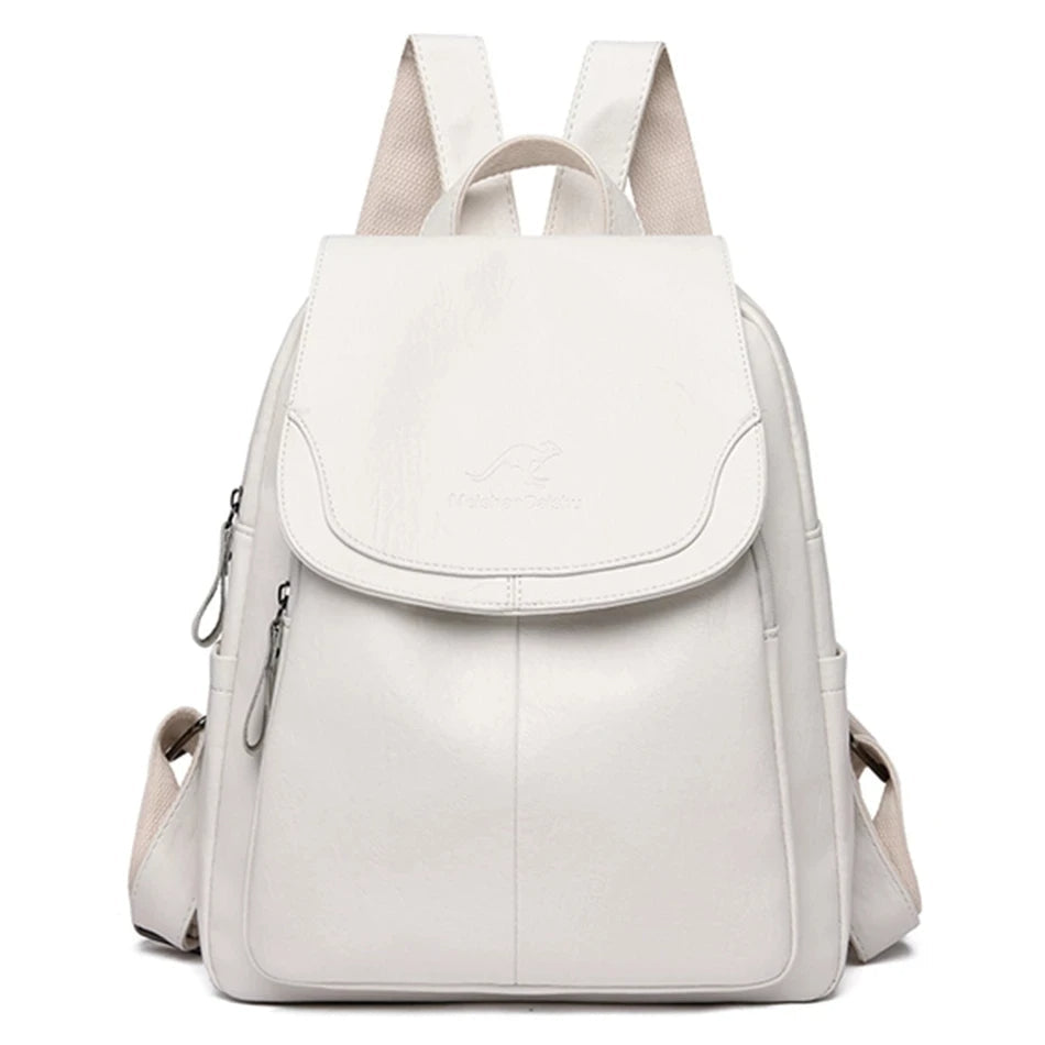 Anti-Diebstahl Kunstleder Rucksack mit RFID-Schutz und Versteckten Reißverschlüssen | Ideal für Frühling und Herbst
