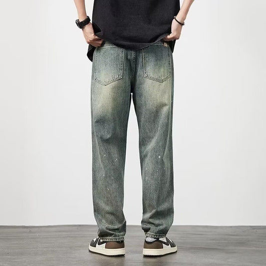 Herren Jeans mit Hoher Taille und Used-Look im Geraden Schnitt I Ideal für Frühling und Herbst
