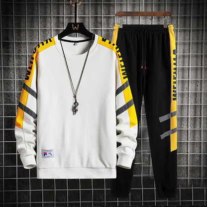 Colorblock Crew Neck Pullover & Lange Sportanzug Ideal für Frühling & Herbst