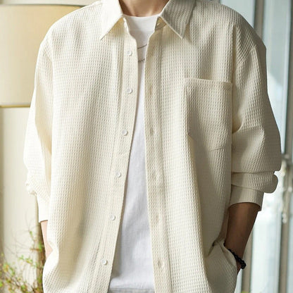 Herren Leichtes Langarm Cardigan-Hemd Ideal für den Sommer