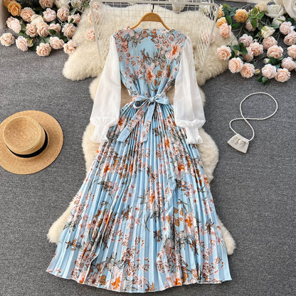 Bedrucktes Maxi Kleid mit Langen Ärmeln und Ethnischen Mustern | Ideal für Frühling und Sommer