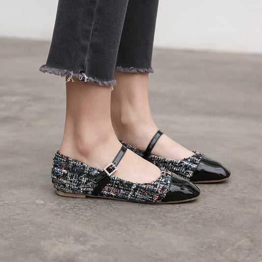 Quadratische Zehen Lederschuhe mit Gürtelverschluss | Ideal für den Herbst