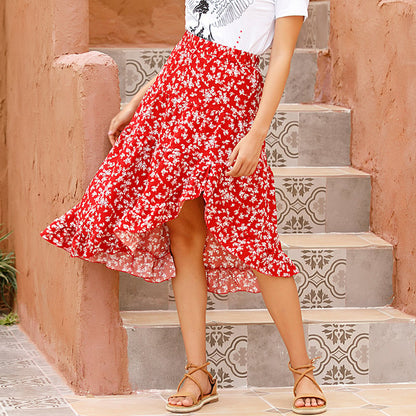 Chiffon Midirock mit Blumenmuster und Rüschensaum | Ideal für Frühling und Sommer