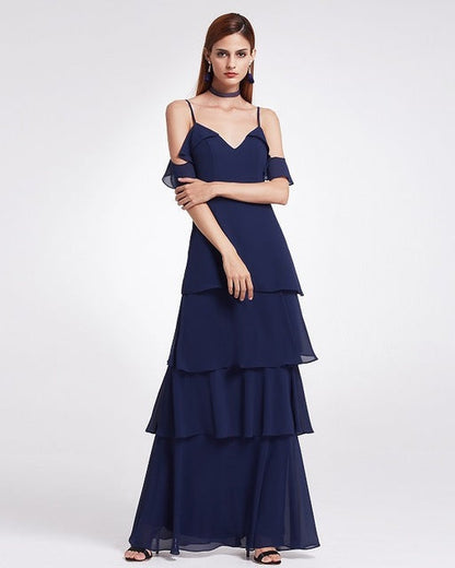 Langes Chiffon Brautjungfernkleid mit Fließendem Rock | Ideal für Frühling und Sommer