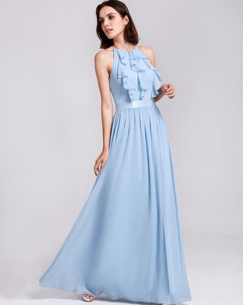 Langes Chiffon Brautjungfernkleid mit Fließendem Rock | Ideal für Frühling und Sommer