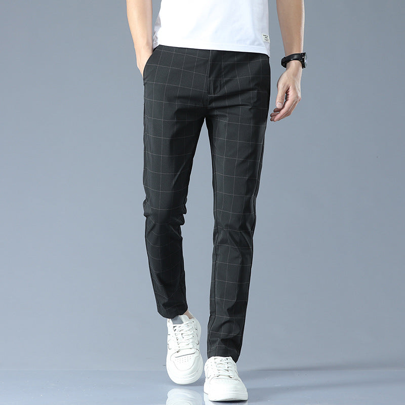 Herren Karo-Cropped-Hose aus Ice Silk | Ideal für den Sommer
