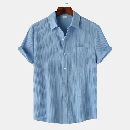 Herren Einfarbiges Polo-Kragen Kurzarm-Shirt Ideal für den Sommer