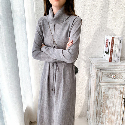 Langarm-Strickkleid mit Geradem Bund | Ideal für Frühling und Herbst