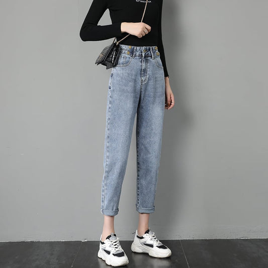 Weit geschnittene High-Waist-Jeans I Ideal für den Herbst