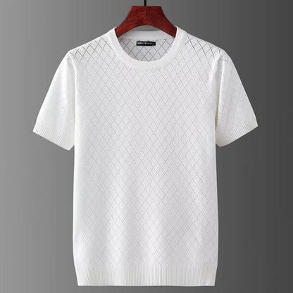 Herren Leichter Kurzarm Pullover mit Ausschnitten – Ideal für den Sommer