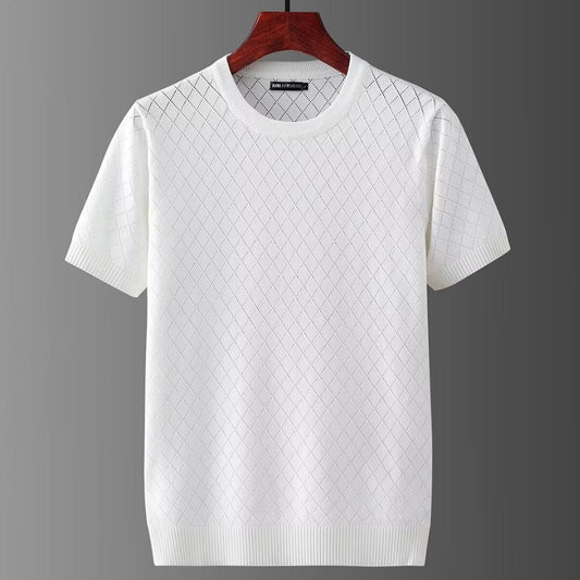 Herren Leichter Kurzarm Pullover mit Ausschnitten – Ideal für den Sommer