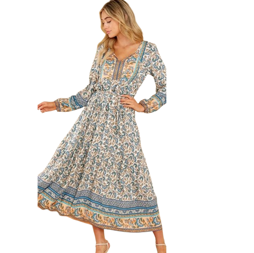 Besticktes Schnürung Langes Kleid | Ideal für Frühling und Sommer