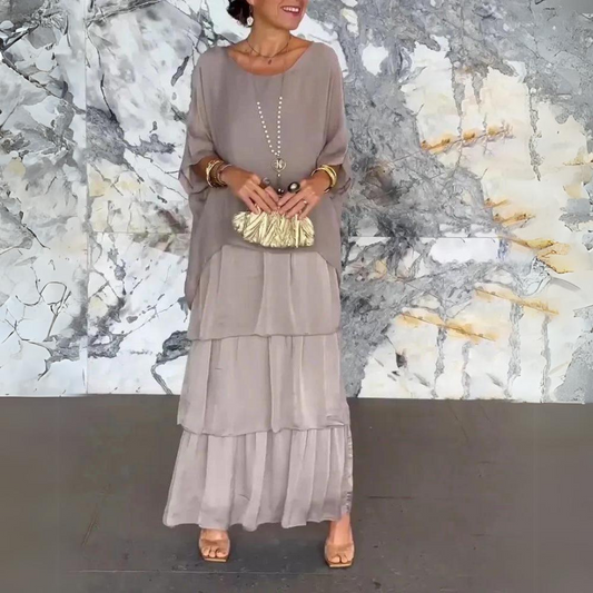 Langes Fließendes Chiffonkleid mit Eleganter Passform | Ideal für Frühling und Sommer