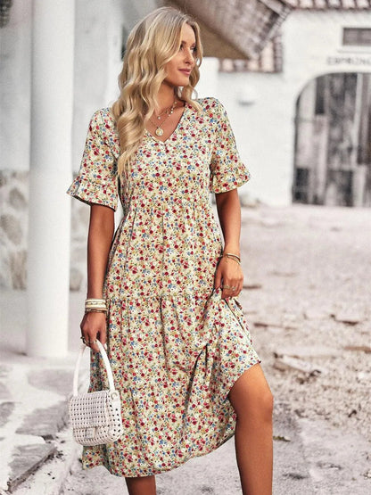 Kurzarm-Sommerkleid mit bequemem Schnitt | Ideal für Frühling und Sommer