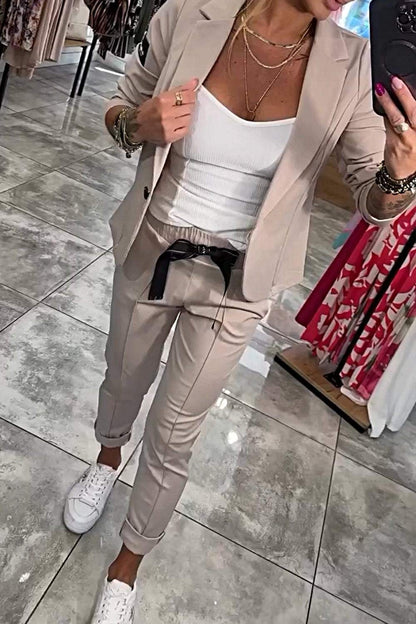 Zweiteiliges Set mit leichtem Blazer und Stretch-Hose | Ideal für Frühling und Herbst