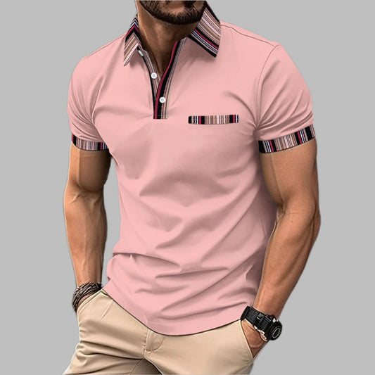 T-Shirt mit Bedrucktem Kragen und Knopfverschluss Kurzarm | Ideal für den Sommer