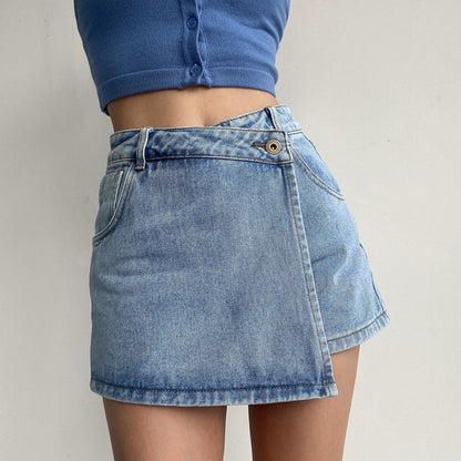 Asymmetrischer Denim Rock mit Weitem Schnitt | Ideal für Frühling und Sommer