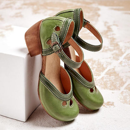 Sandalen mit Niedrigem Absatz, Knöchelriemen und Blockabsatz | Ideal für Frühling und Sommer
