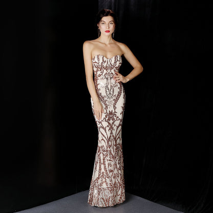 Paillettenbesetztes Langes Abendkleid mit Fischschwanzsaum | Ideal für Herbst und Winter