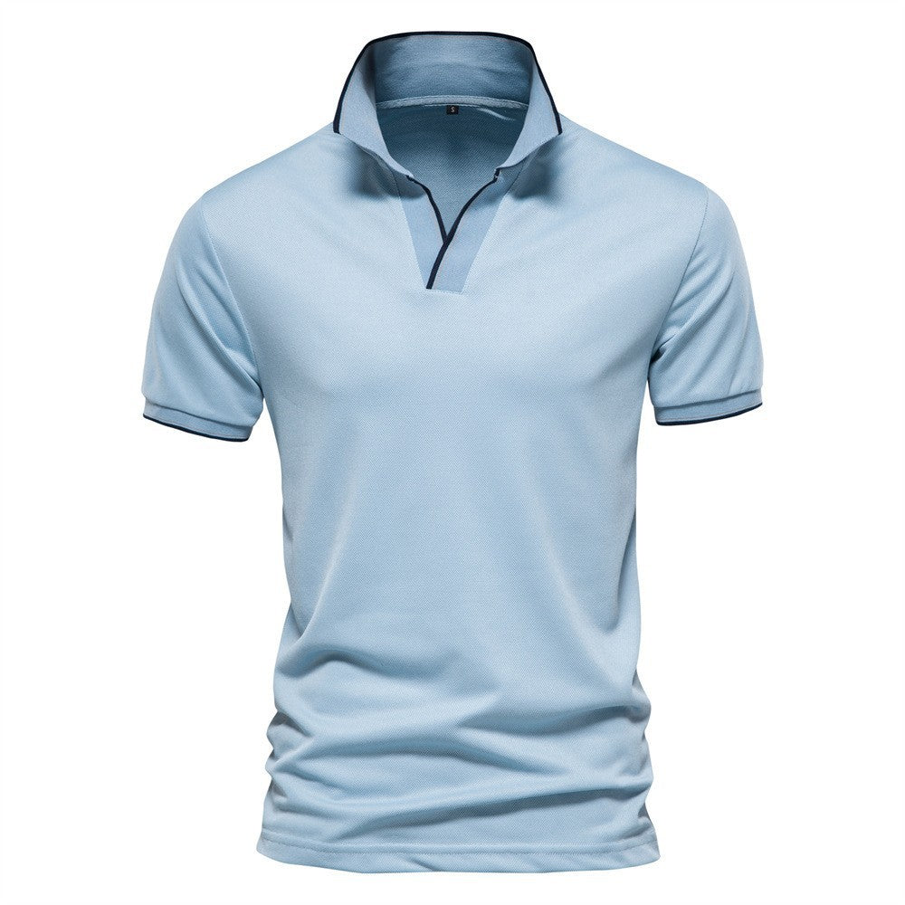 Herren Einfarbiges V-Ausschnitt Kurzarm Shirt – Ideal für den Sommer