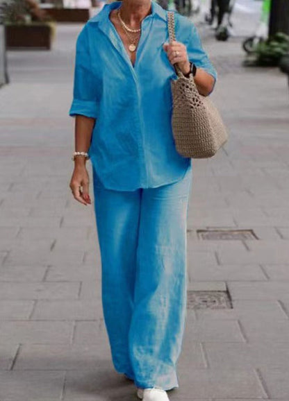 Set aus Langarmshirt und Hose mit weitem Bein