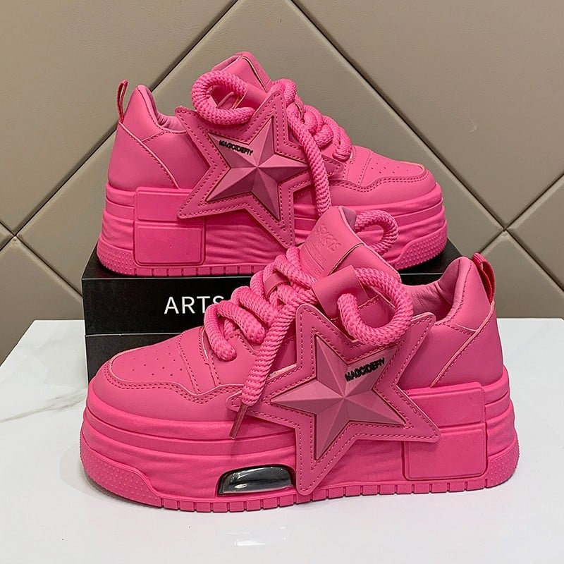 Leichte Weiße Schuhe mit Plateau und Schnürdesign | Ideal für Frühling und Sommer