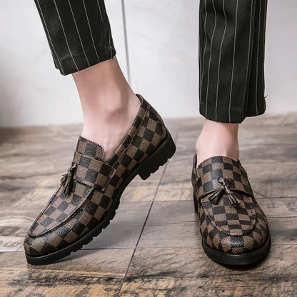 Herren Karierte Business-Lederschuhe mit Rutschfester Sohle | Ideal für alle Jahreszeiten