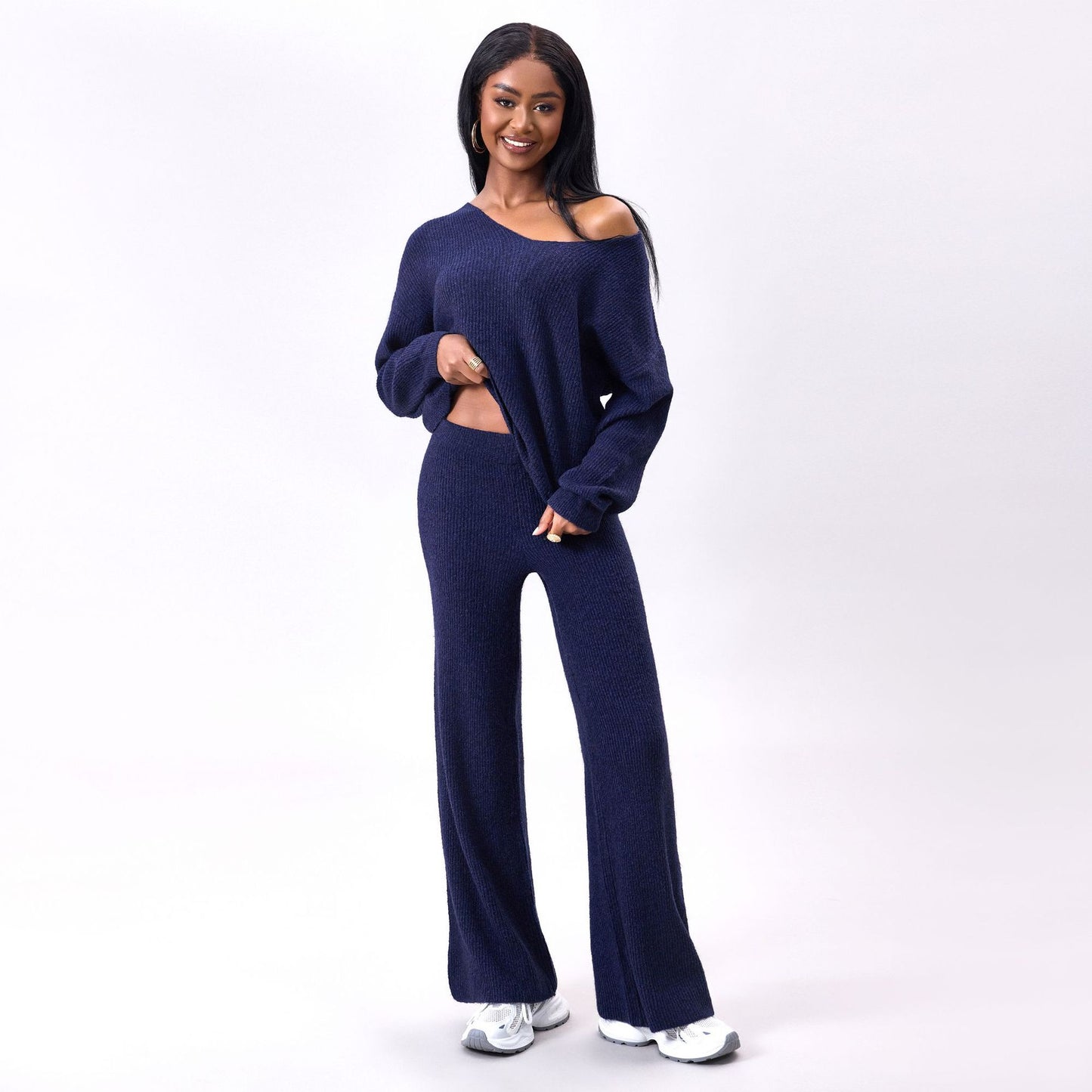 Strick Sunken Stripe Zwei-Teiliges Set mit langen Ärmeln | Ideal für den Herbst