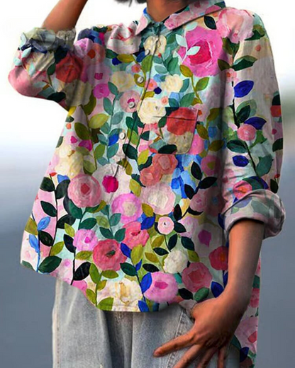 Bluse mit Blumenmuster aus leichtem Stoff | Ideal für Frühling und Sommer