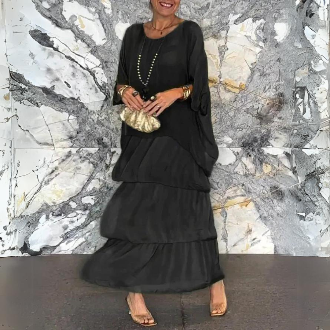 Langes Fließendes Chiffonkleid mit Eleganter Passform | Ideal für Frühling und Sommer
