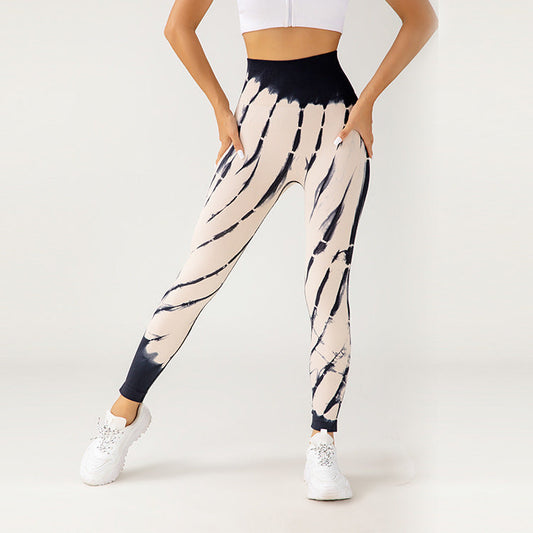Nahtlose Batik Yoga- und Laufhose | Ideal für alle Jahreszeiten