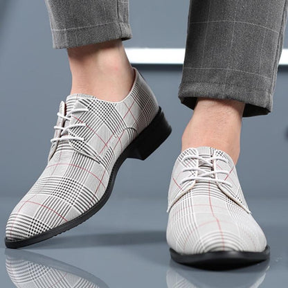 Herren Schnür-Leder Business-Schuhe mit Streifen-Detail | Ideal für Alle Jahreszeiten