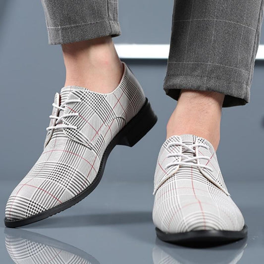 Herren Schnür-Leder Business-Schuhe mit Streifen-Detail | Ideal für Alle Jahreszeiten