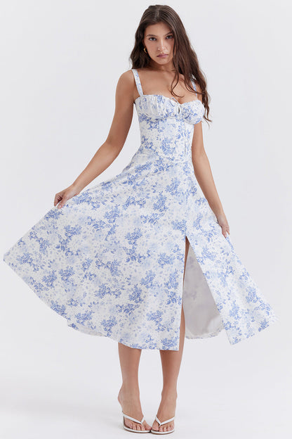 Blumengemustertes Damenkleid mit Riemen I Ideal für Frühling und Sommer