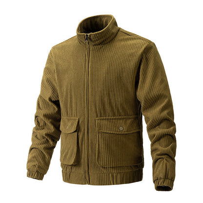 Cordjacke in Uni-Farbe mit Polyesterfutter und Geradem Saum | Ideal für den Frühling