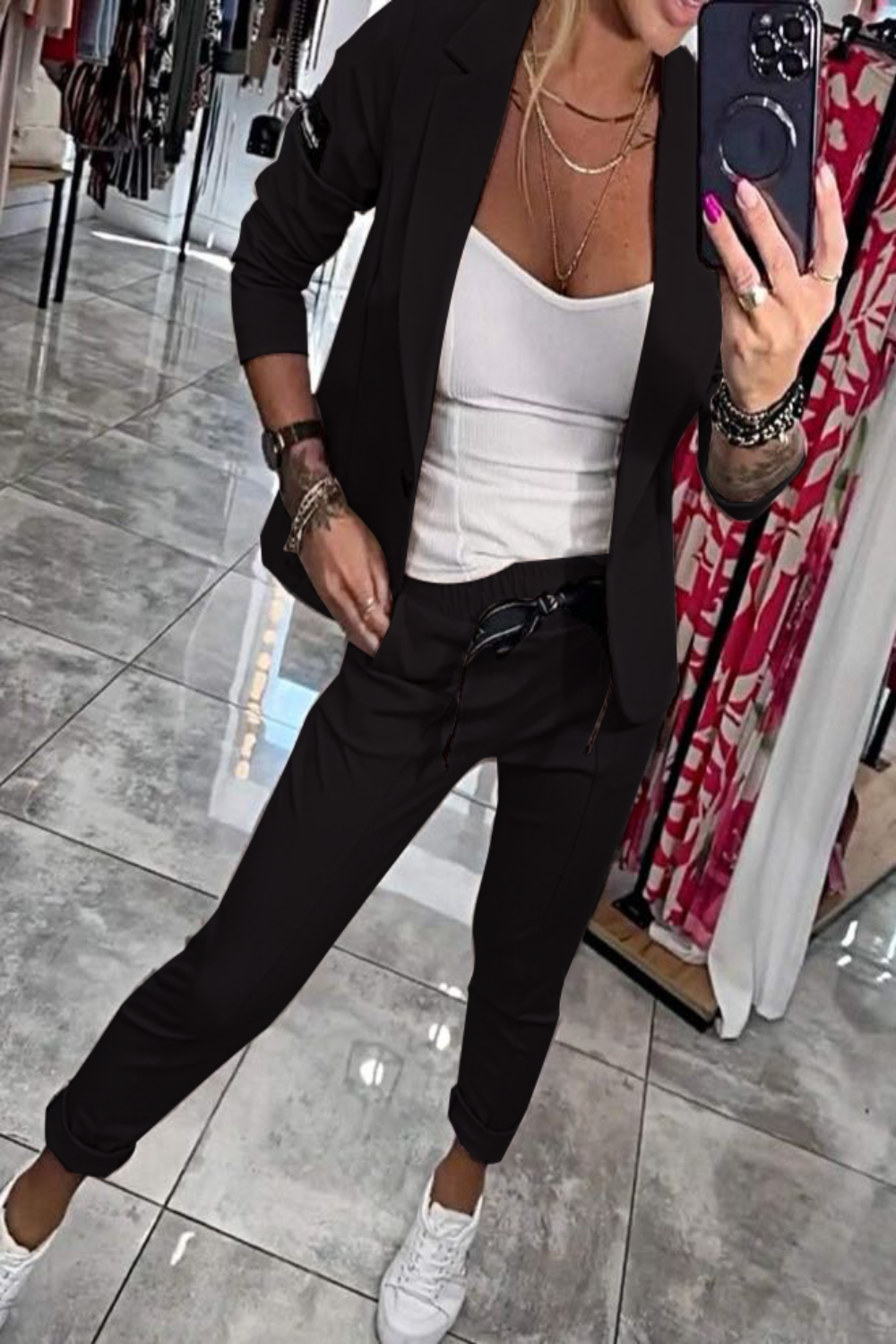 Zweiteiliges Set mit leichtem Blazer und Stretch-Hose | Ideal für Frühling und Herbst
