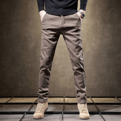 Herren Businesshose mit Schlanker Passform und Geradem Bein aus Dickem Stoff | Ideal für Herbst und Winter