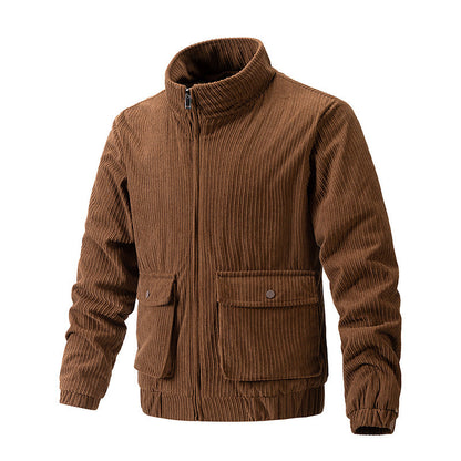 Cordjacke in Uni-Farbe mit Polyesterfutter und Geradem Saum | Ideal für den Frühling