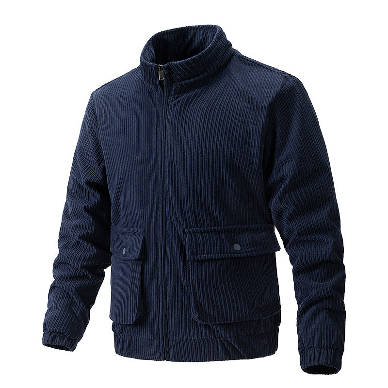 Cordjacke in Uni-Farbe mit Polyesterfutter und Geradem Saum | Ideal für den Frühling