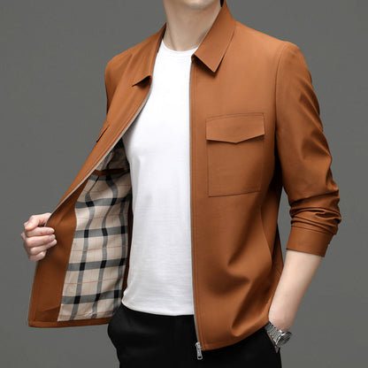 Herren Leichte Jacke mit Revers und Schlitztaschen | Ideal für Frühling & Herbst