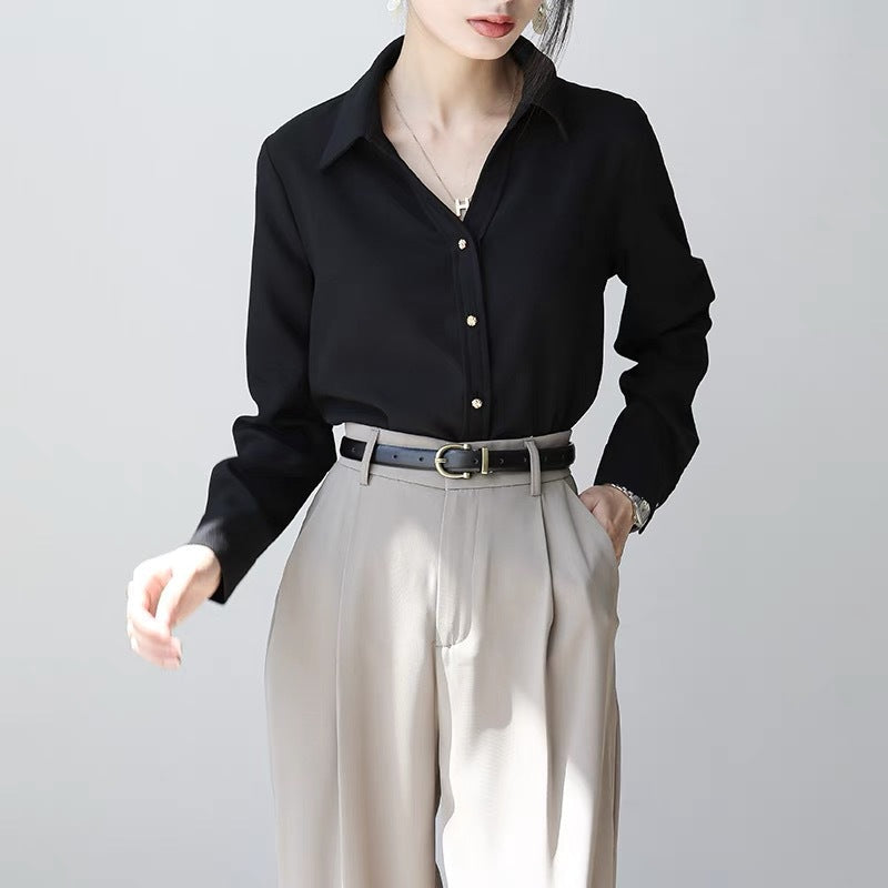 Damen Langärmliges Unifarbenes Polyester Hemd | Ideal für Alle Jahreszeiten