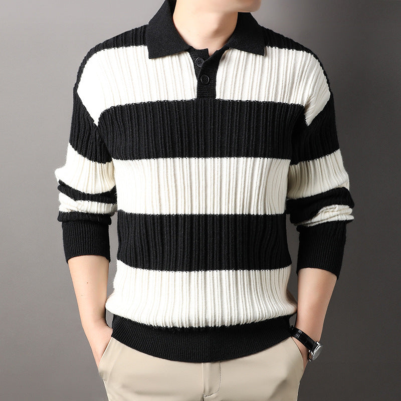 Herren Locker Gestreifter Pullover mit Langen Ärmeln, ideal für Herbst und Winter