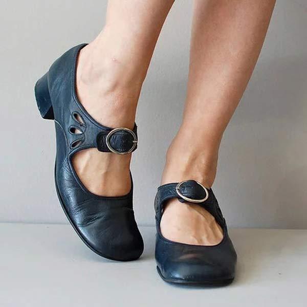 Leder-Keilsandalen mit verstellbarer Schnalle