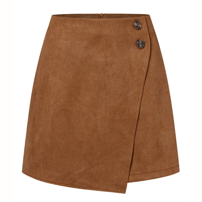 Chice Suede High-Waist Asymmetrische Kurzrock | Ideal für Herbst und Winter