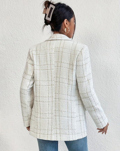 Karo Slim Fit Blazer mit Langärmeln und Knopfverschluss | Ideal für Frühling und Herbst