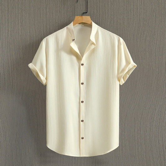 Herren Uni-Farbenes Stehkragen Kurzarm-Shirt Ideal für den Sommer