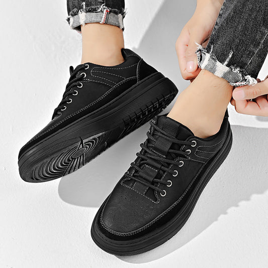Herren Leder Low-Top Schuhe mit Dicker Gummisohle Ideal für alle Jahreszeiten