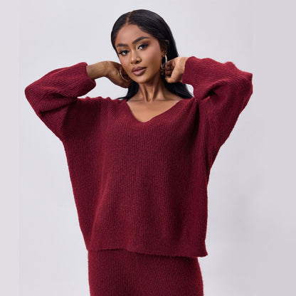 Strick Sunken Stripe Zwei-Teiliges Set mit langen Ärmeln | Ideal für den Herbst