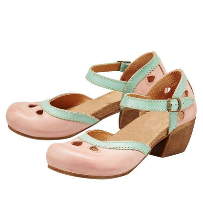 Sandalen mit Niedrigem Absatz, Knöchelriemen und Blockabsatz | Ideal für Frühling und Sommer
